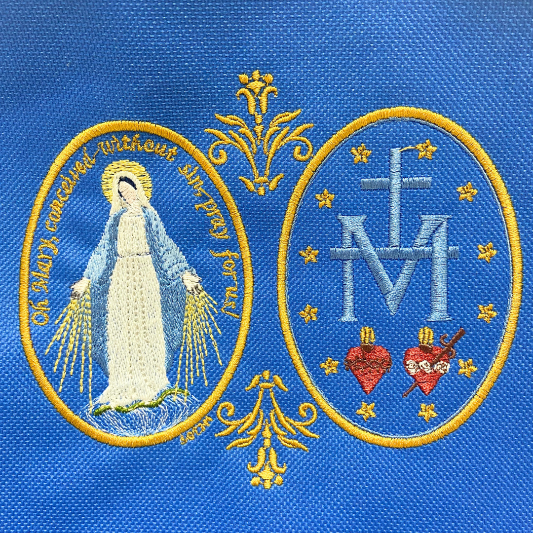 Embroidered Miraculous Medal Backpack by SCTJM