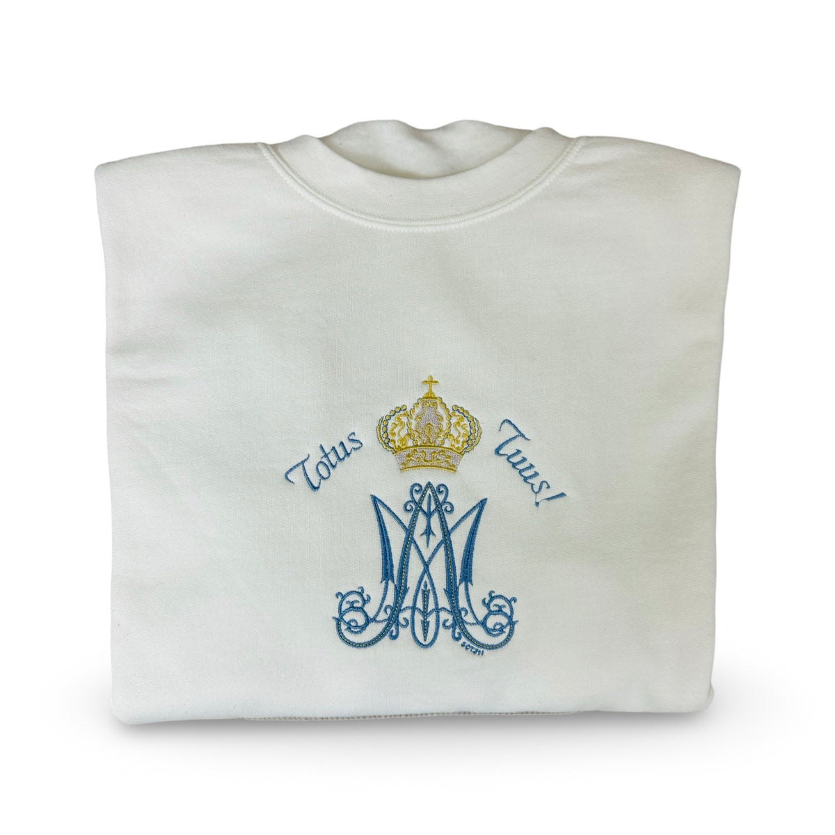 Totus Tuus “M” Marian Embroidered Crewneck Sweater by SCTJM