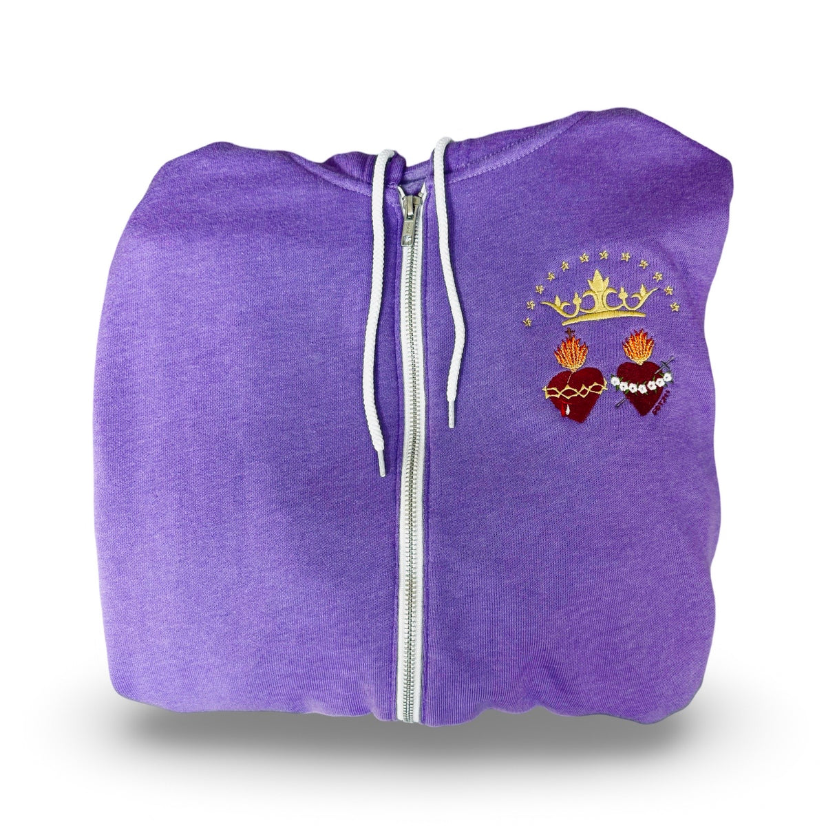 Two Hearts Embroidered Zip-up Sweater by SCTJM