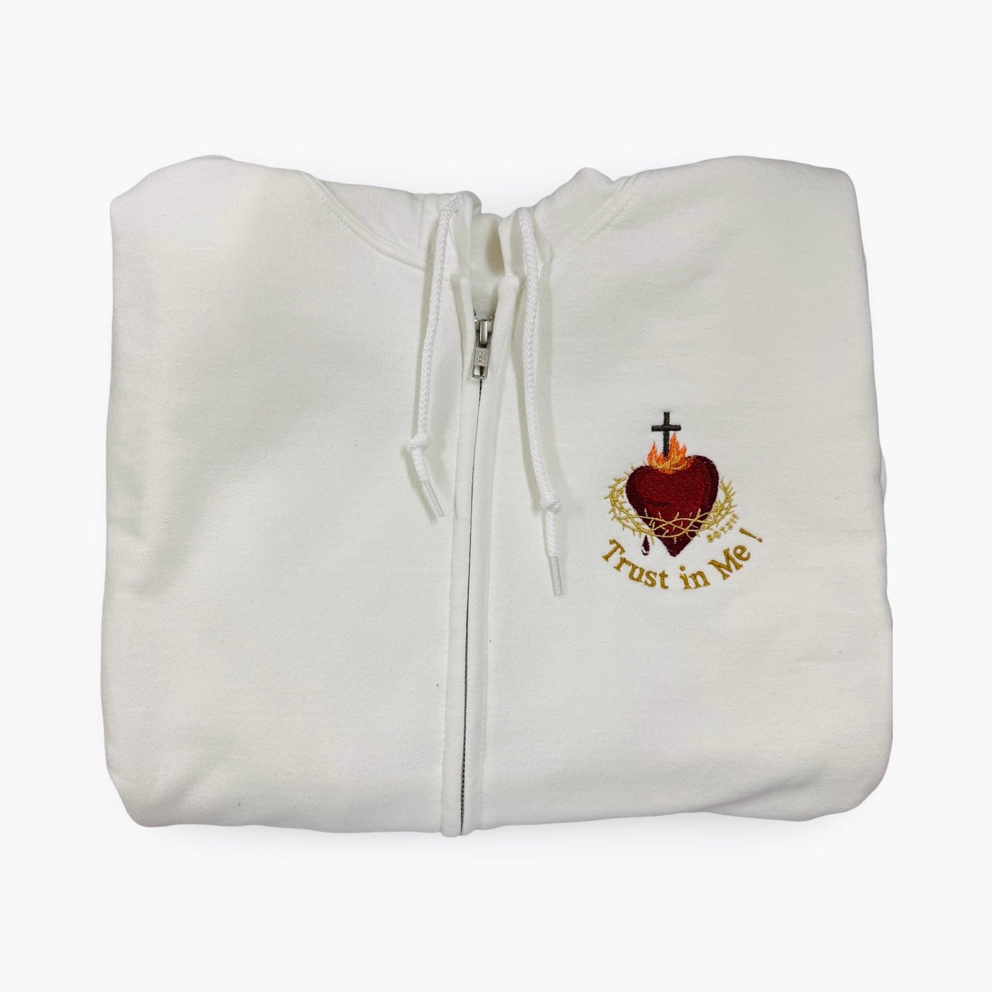 "Trust in Me" Embroidered Zip-up Sweater by SCTJM