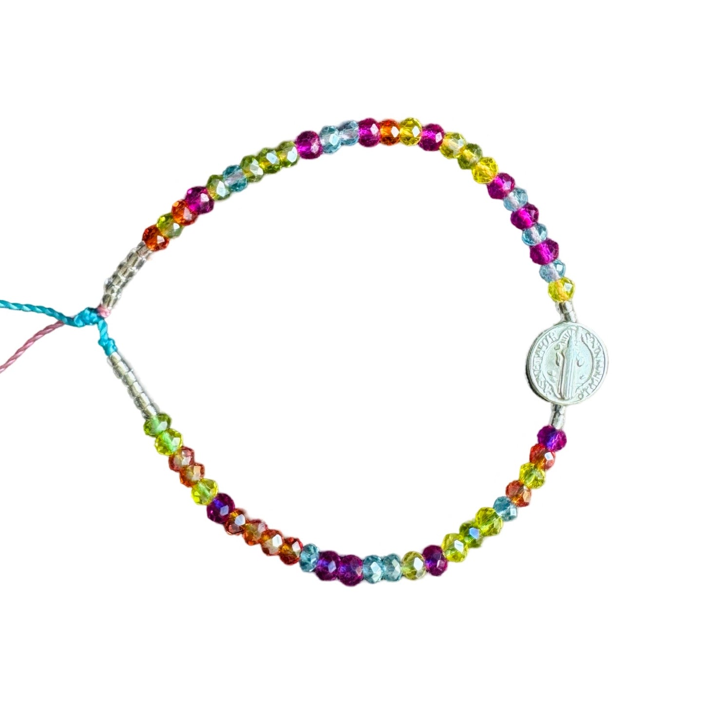 Mexican Bracelet of Assorted Colors with St. Benedict Medal