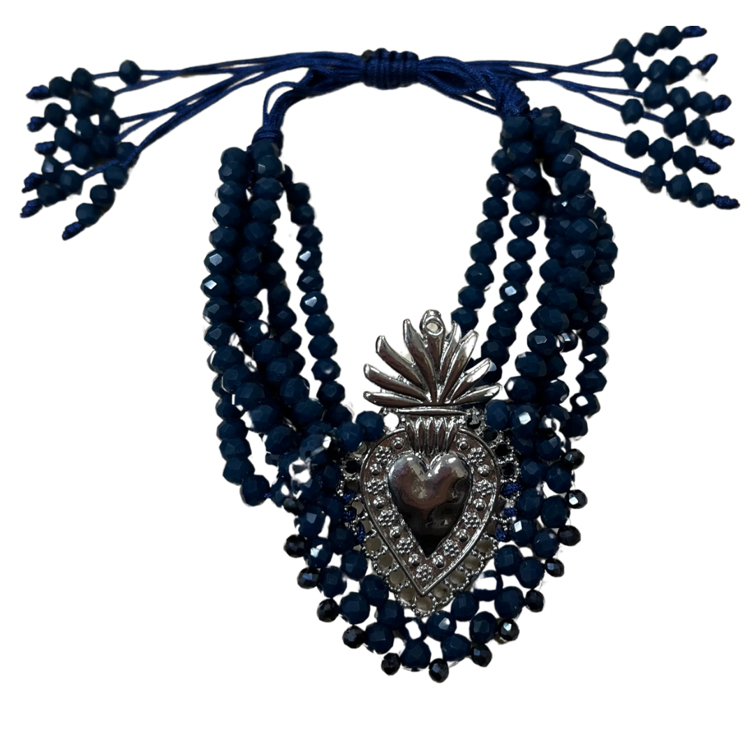 Sacred Heart Beaded Bracelet of Assorted Colors