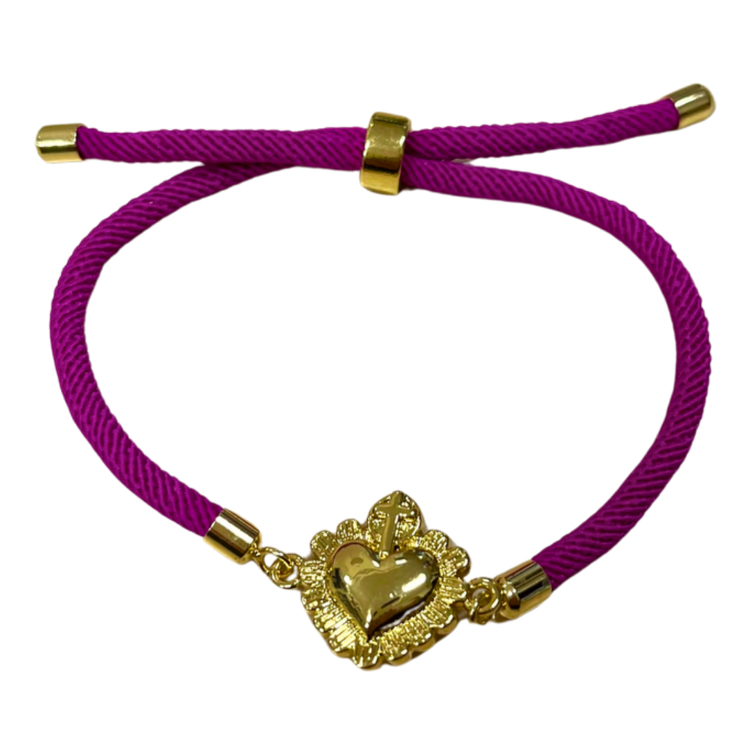 Gold Sacred Heart Adjustable Bracelet