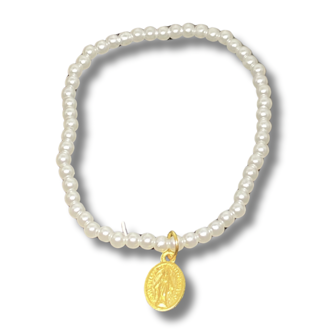 Pearl Miraculous Medal Bracelet