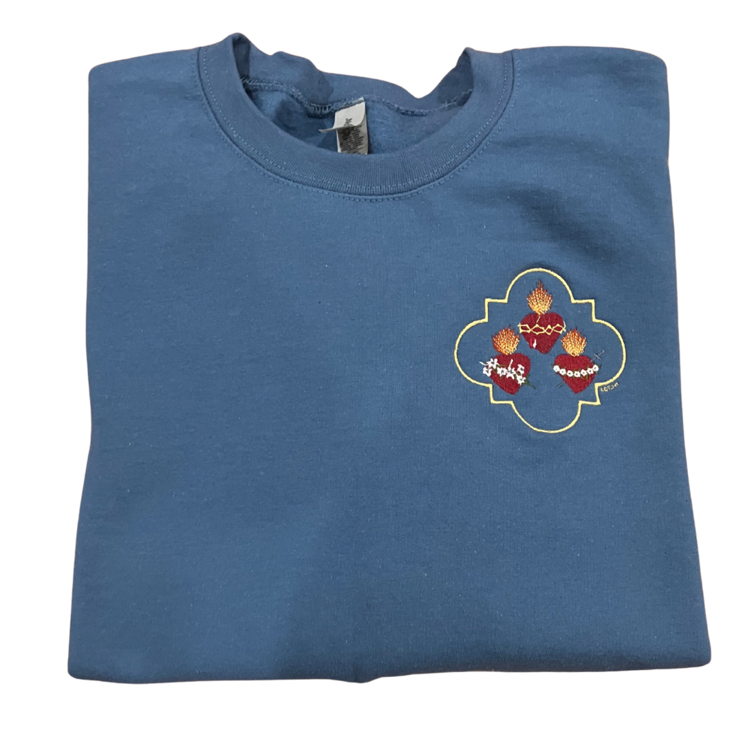 Jesus, Mary, and Joseph Embroidered Crewneck Sweater by SCTJM