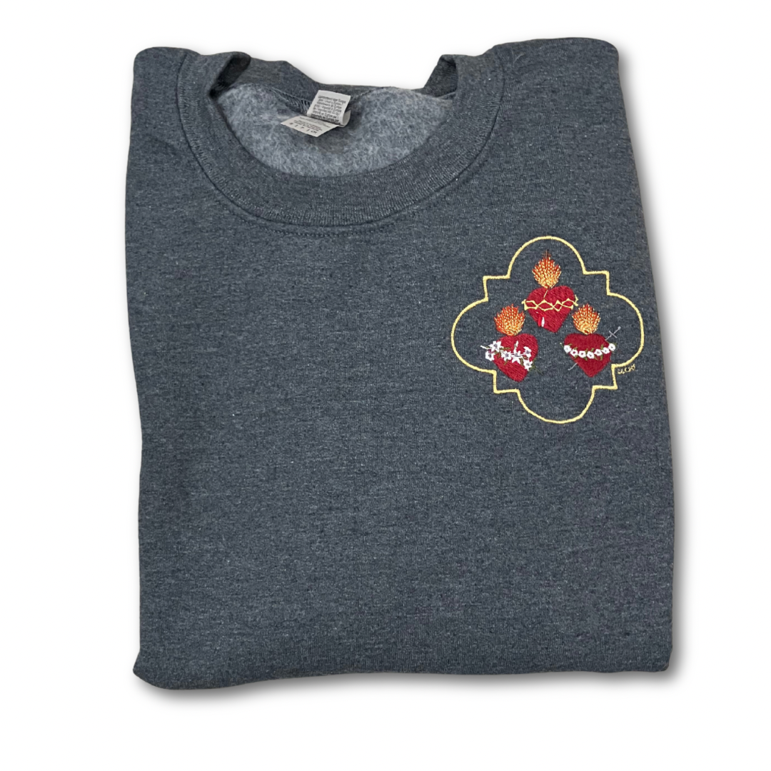 Jesus, Mary, and Joseph Embroidered Crewneck Sweater by SCTJM