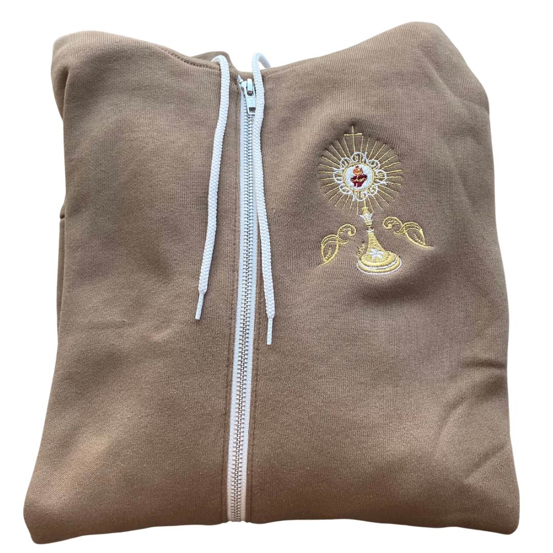 Sacred Heart Monstrance Embroidered Zip-up Sweater by SCTJM