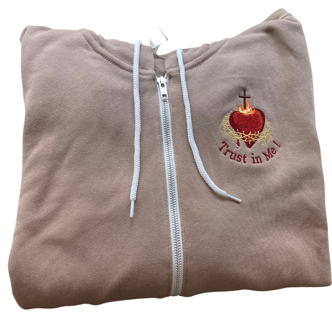 "Trust in Me" Embroidered Zip-up Sweater by SCTJM