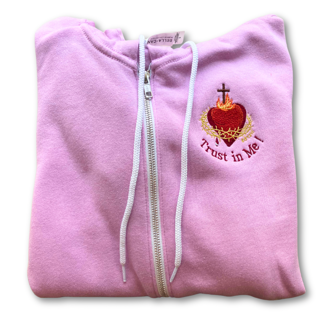 "Trust in Me" Embroidered Zip-up Sweater by SCTJM