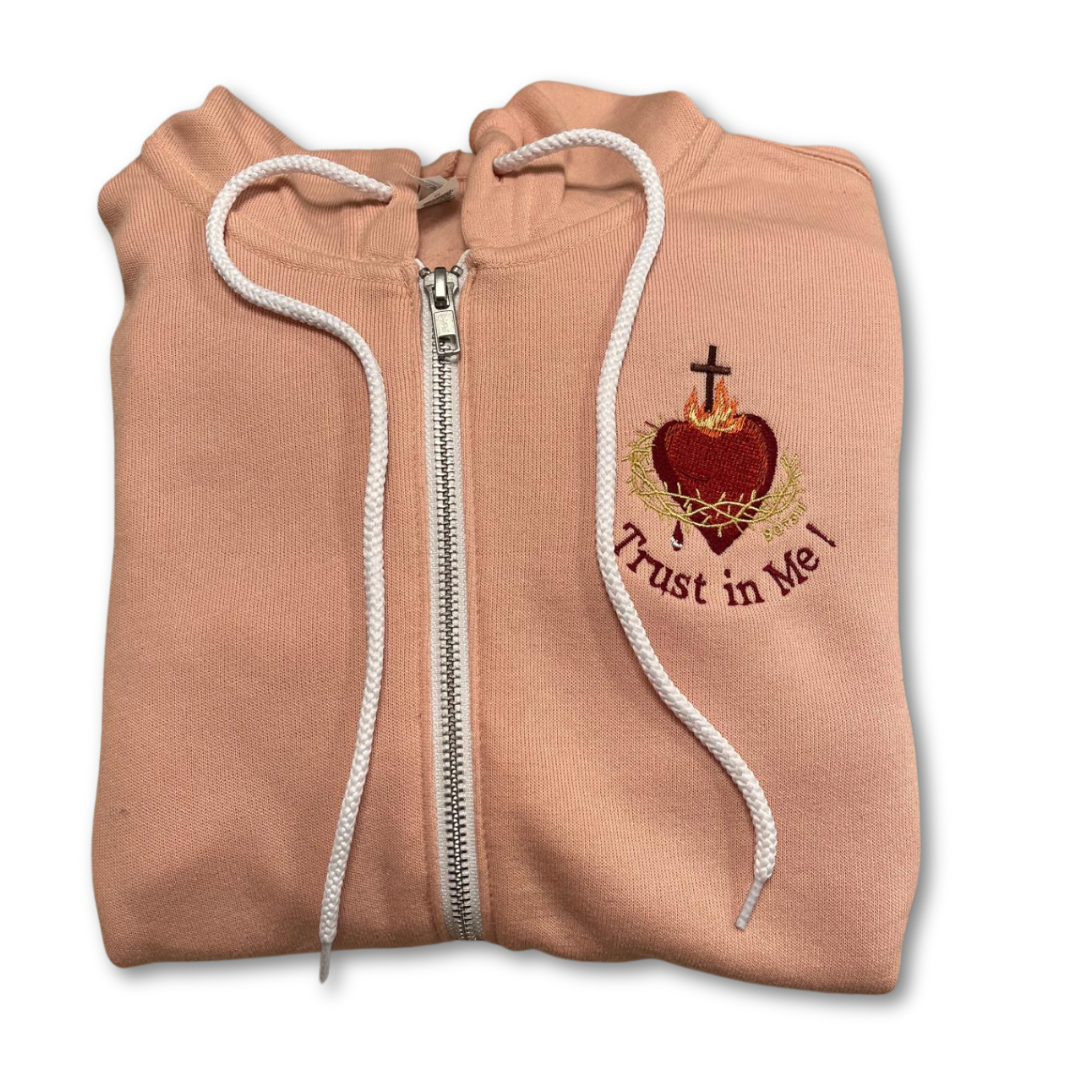 "Trust in Me" Embroidered Zip-up Sweater by SCTJM