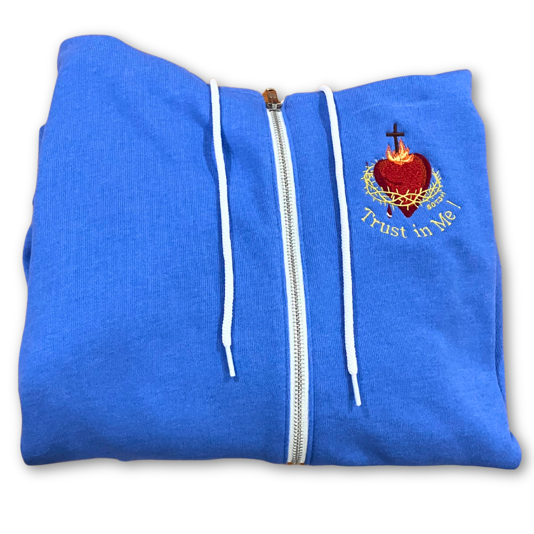 "Trust in Me" Embroidered Zip-up Sweater by SCTJM