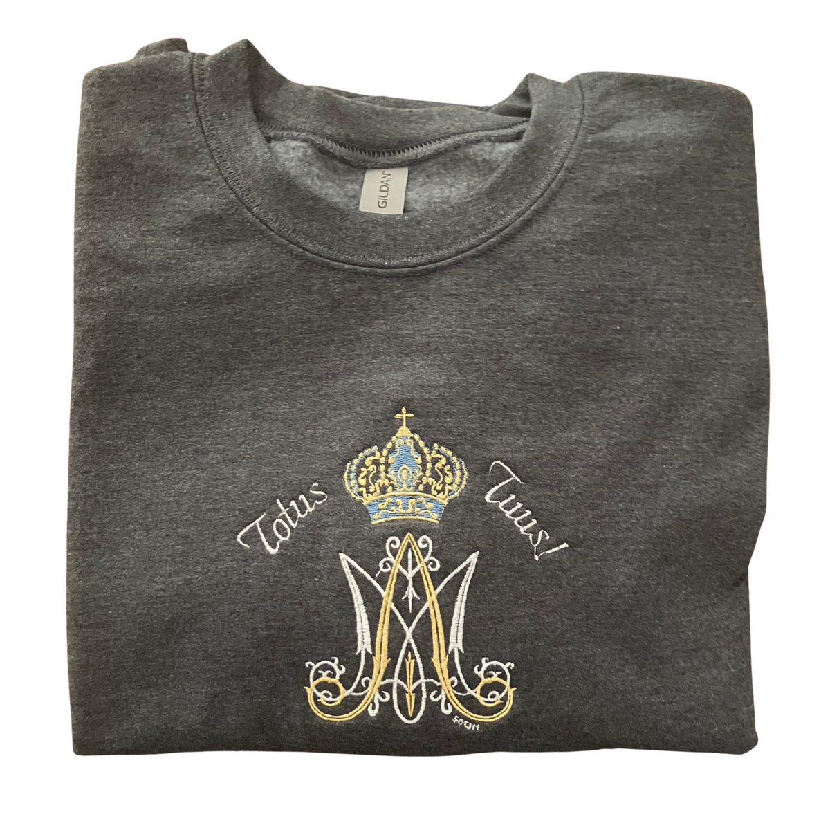 Totus Tuus “M” Marian Embroidered Crewneck Sweater by SCTJM
