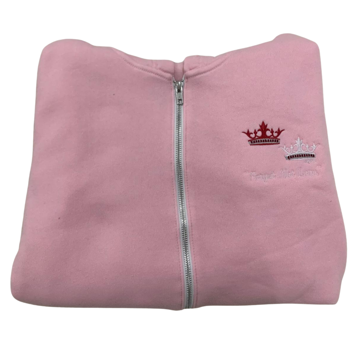 "Forget Not Love" Embroidered Zip-up Sweater by SCTJM