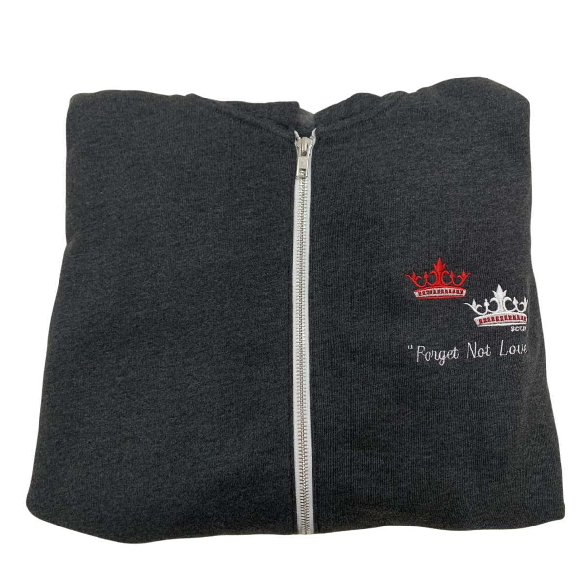 "Forget Not Love" Embroidered Zip-up Sweater by SCTJM