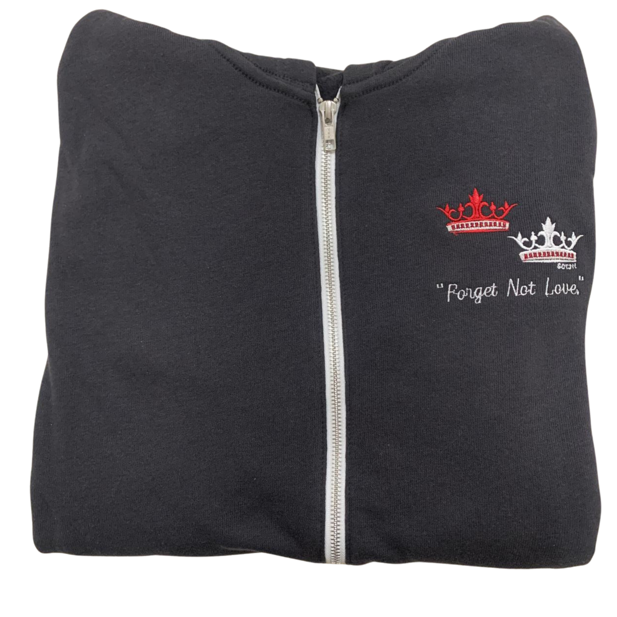 "Forget Not Love" Embroidered Zip-up Sweater by SCTJM