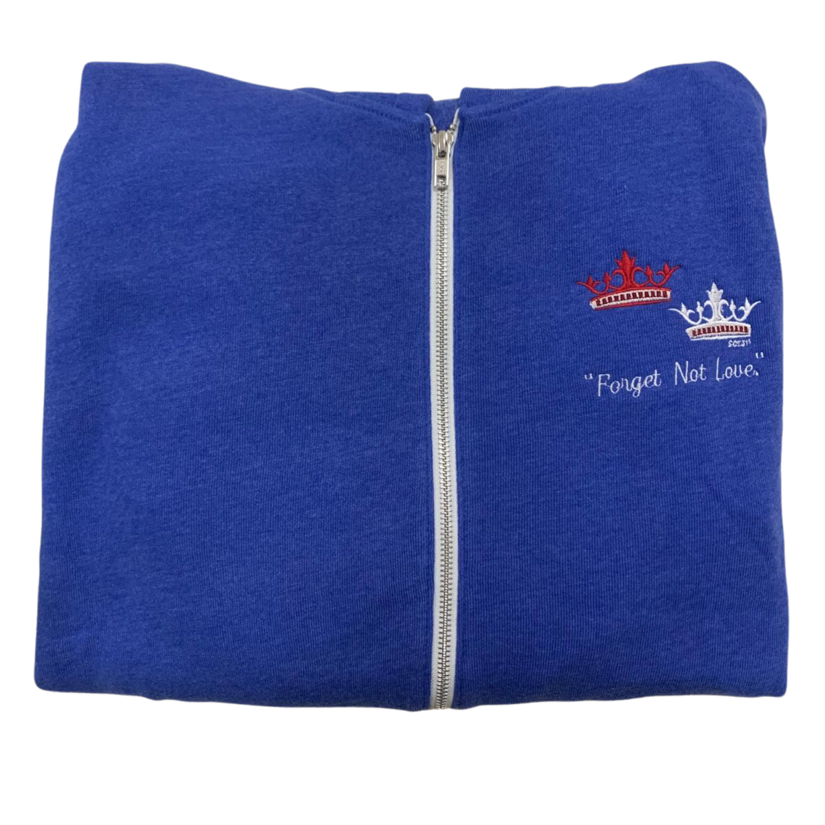"Forget Not Love" Embroidered Zip-up Sweater by SCTJM