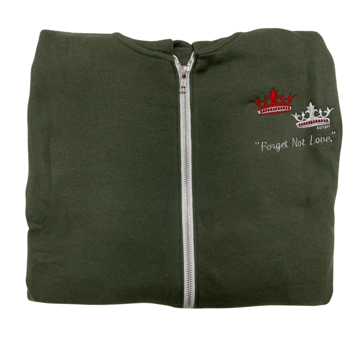 "Forget Not Love" Embroidered Zip-up Sweater by SCTJM