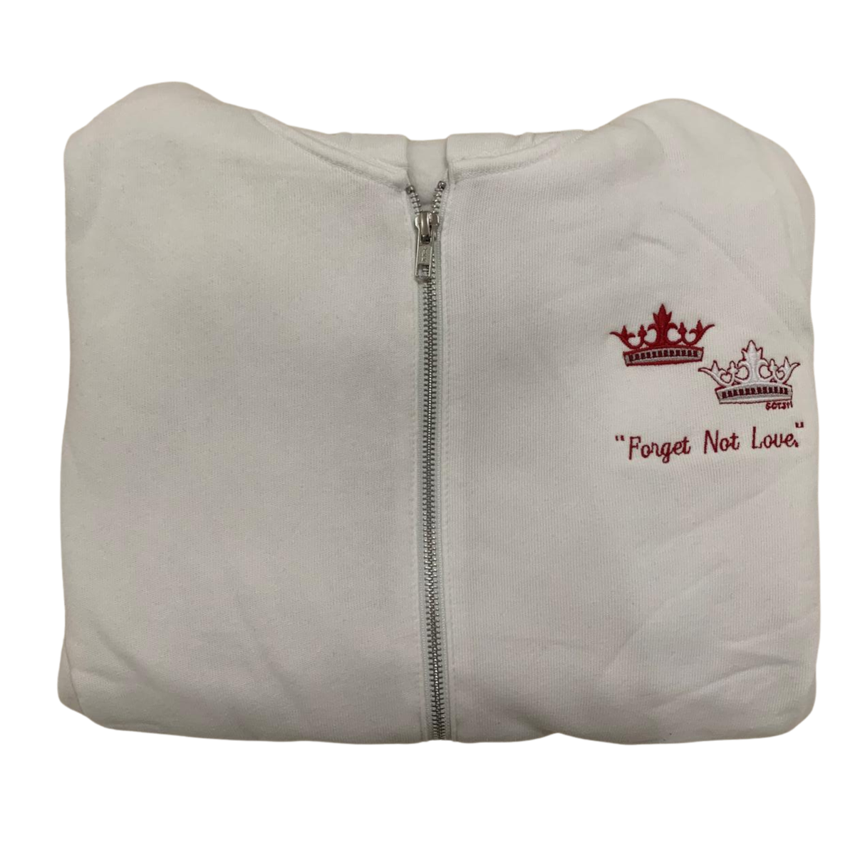 "Forget Not Love" Embroidered Zip-up Sweater by SCTJM
