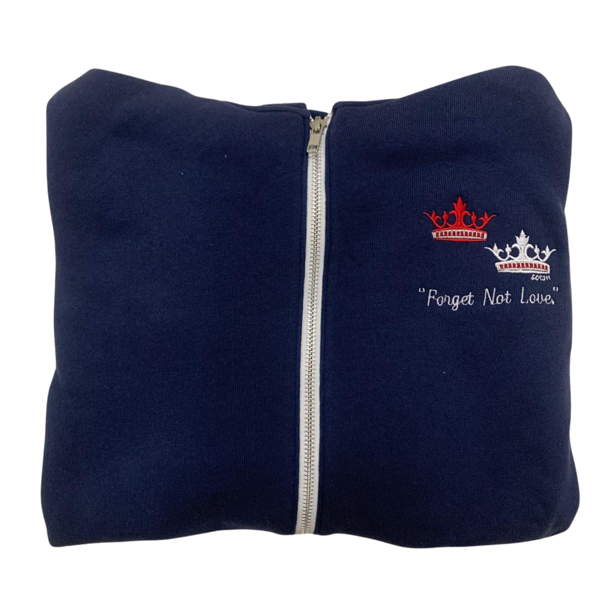 "Forget Not Love" Embroidered Zip-up Sweater by SCTJM