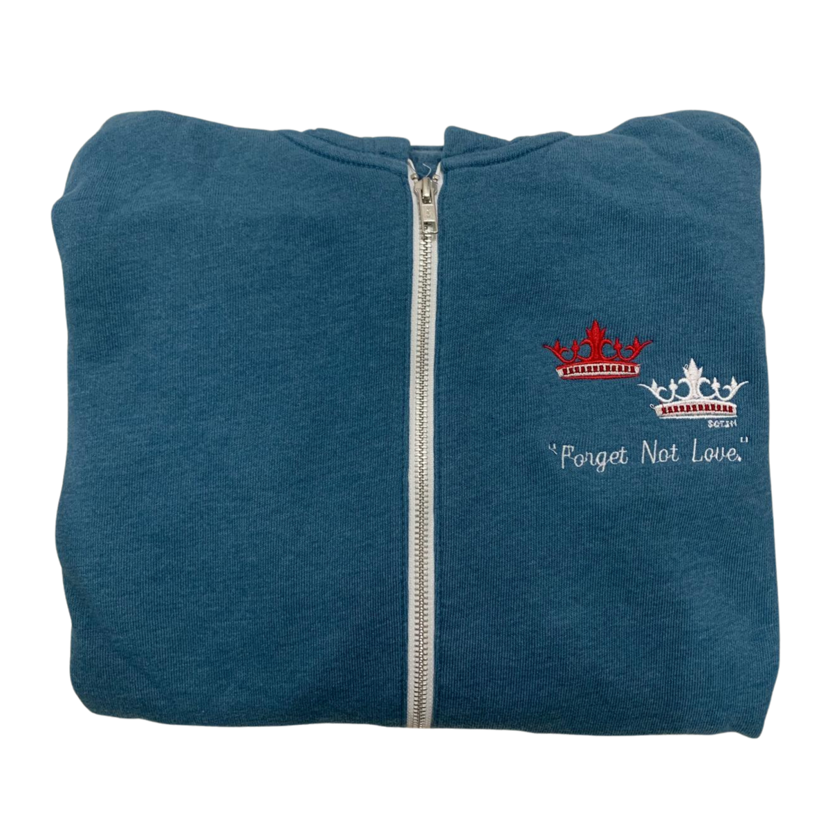 "Forget Not Love" Embroidered Zip-up Sweater by SCTJM
