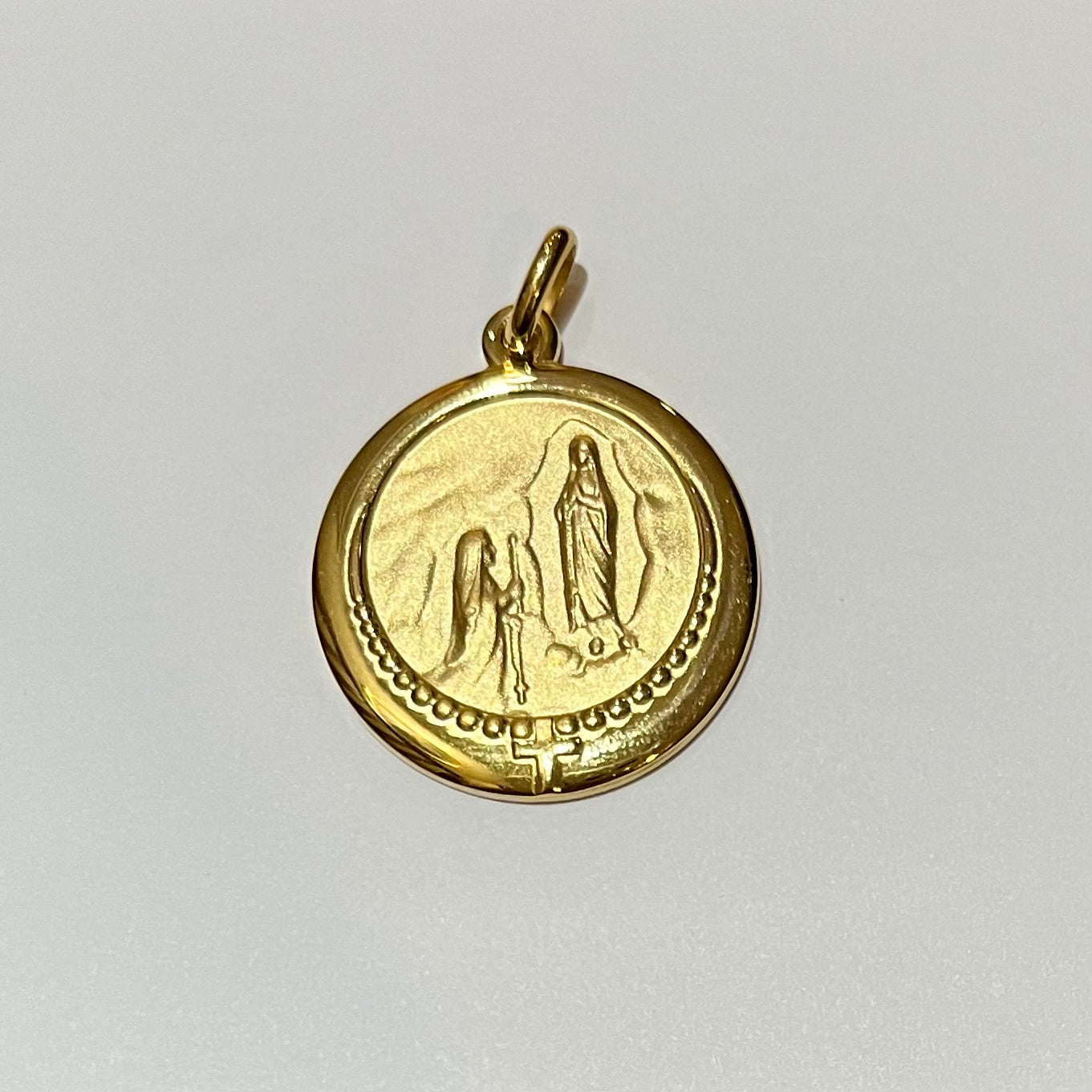 Gold Plated Lourdes Medal with Border