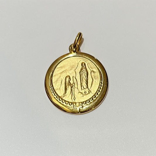 Gold Plated Lourdes Medal with Border