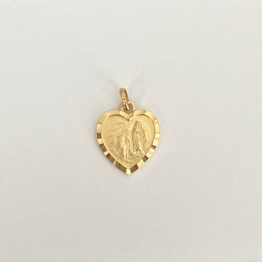 Gold Plated Heart Shaped Lourdes Medal