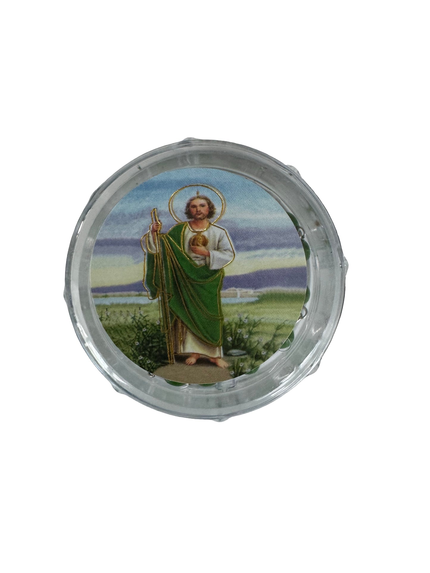 Green St. Jude Rosary With Case