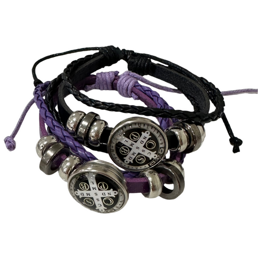 Imitation Leather Braided St. Benedict Bracelet