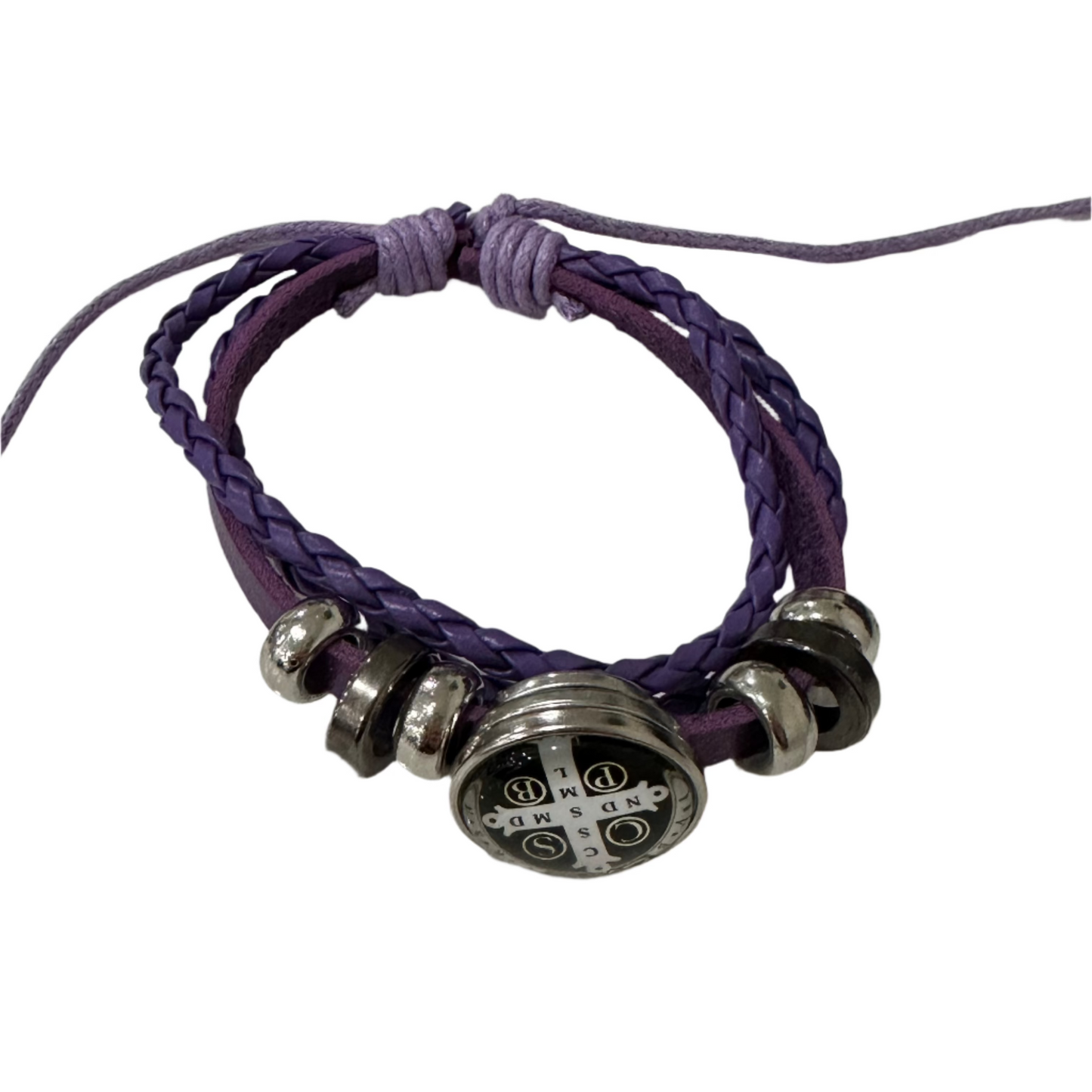 Imitation Leather Braided St. Benedict Bracelet