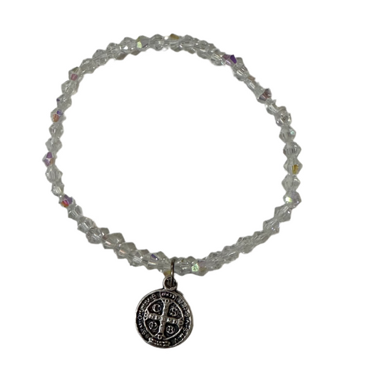 Stretchy Crystal Bracelet with Medal