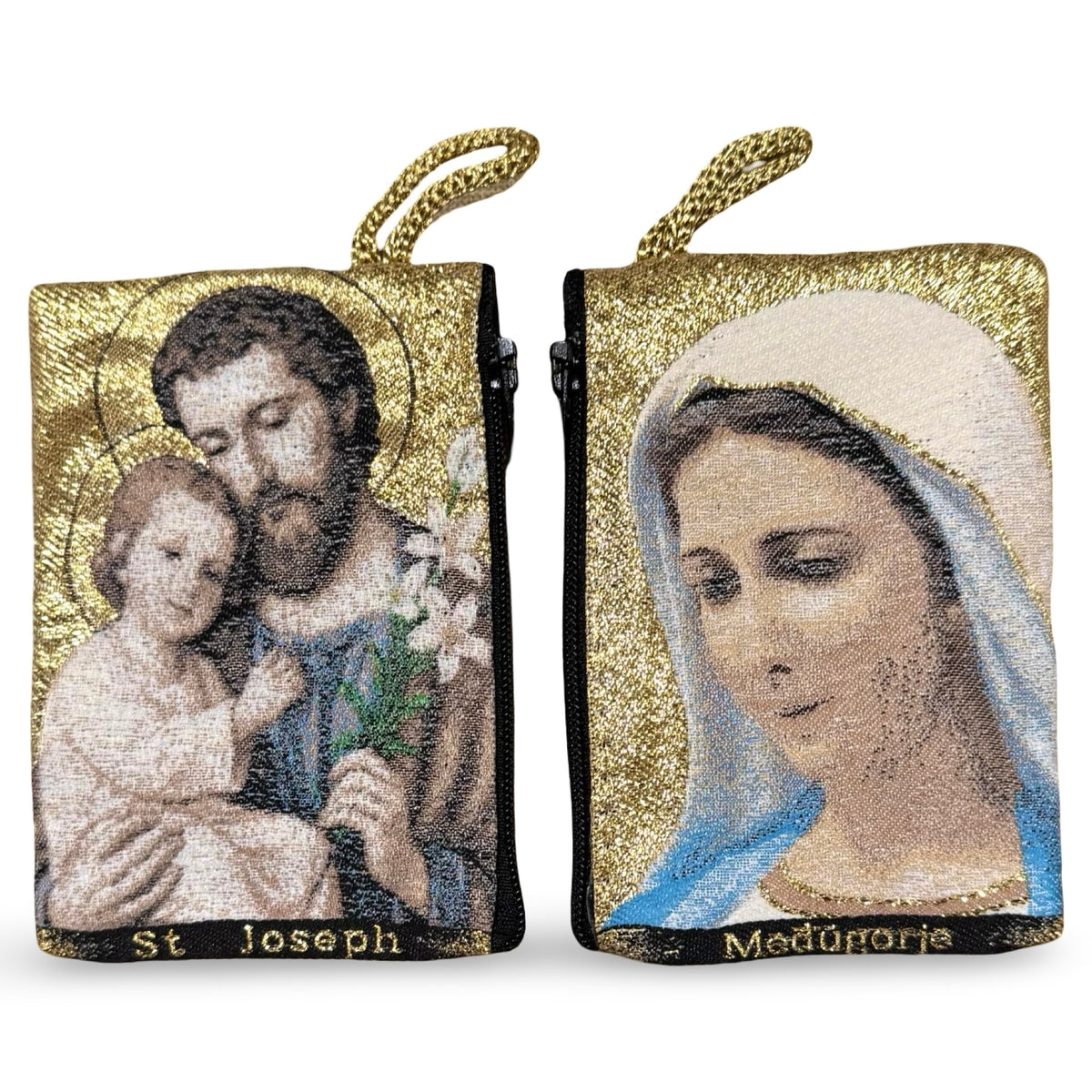 St. Joseph and Queen of Peace Gold Zipper Pouch