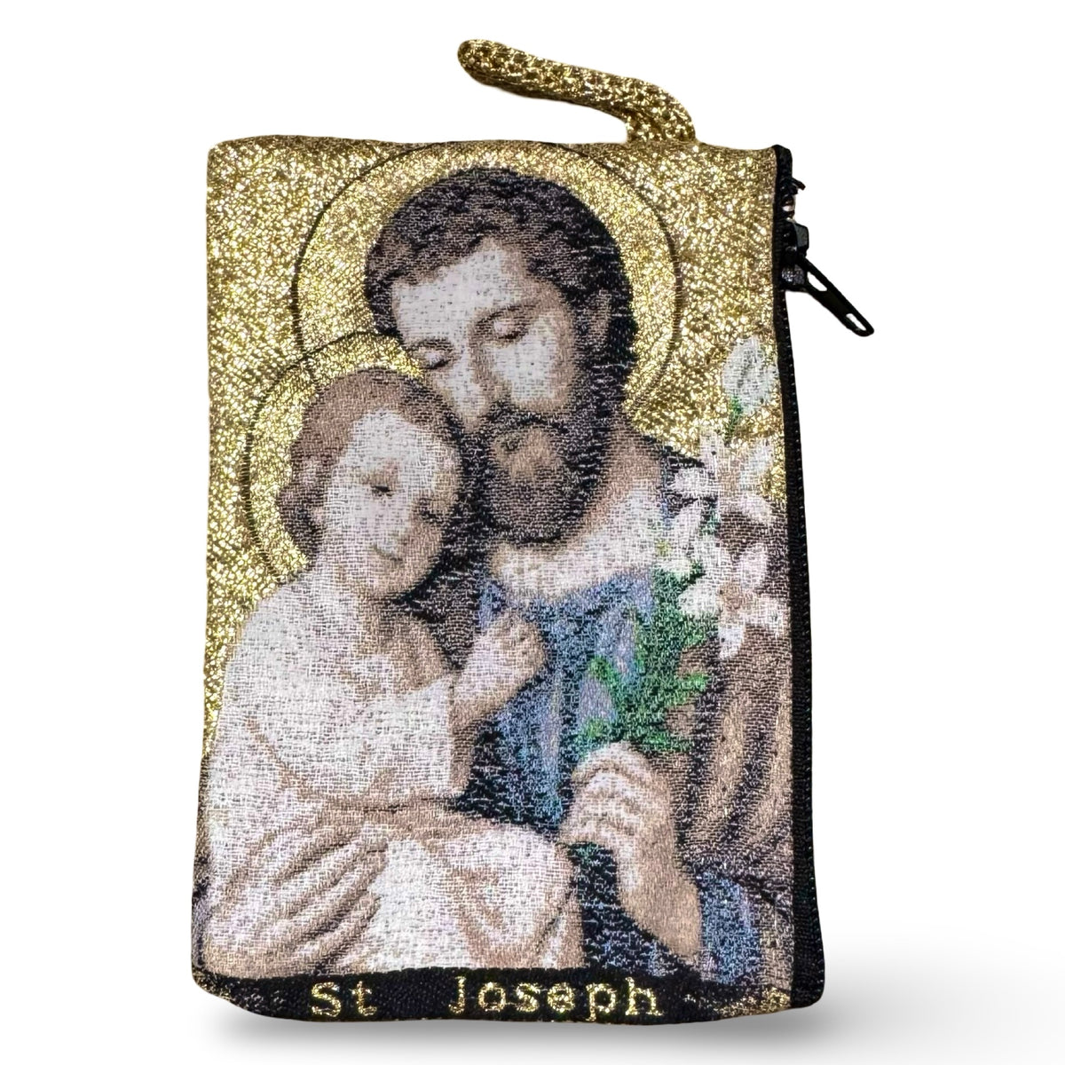 St. Joseph and Queen of Peace Gold Zipper Pouch
