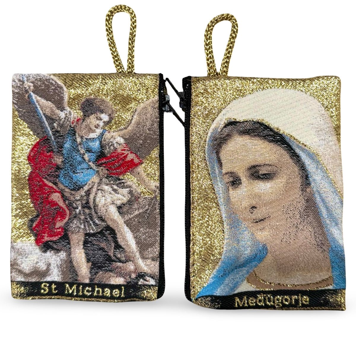 St. Michael and Queen of Peace Gold Zipper Pouch