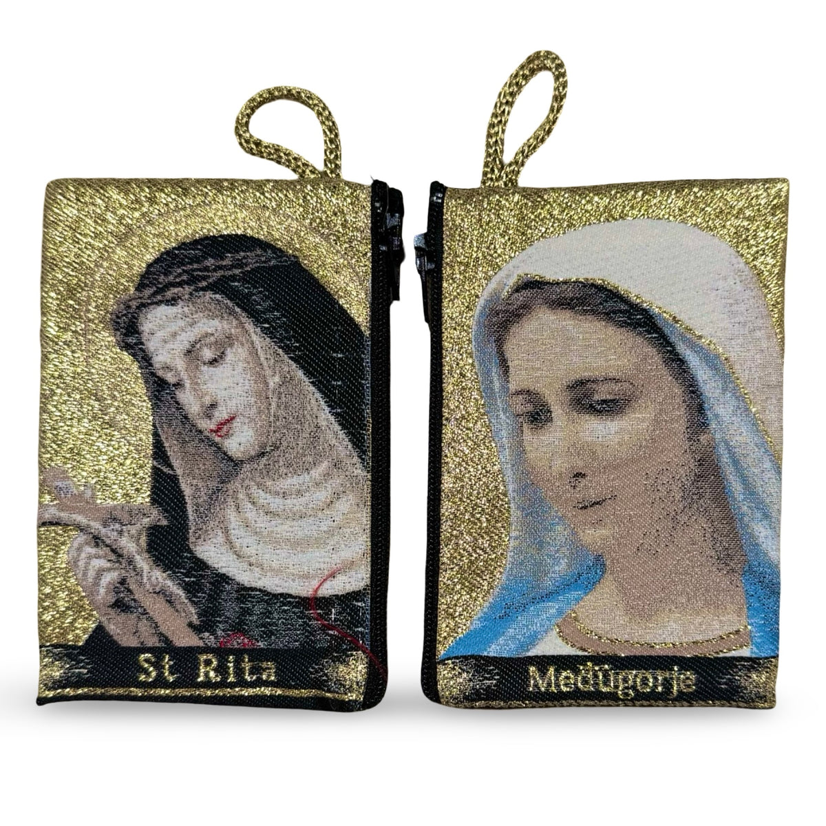St. Rita and Queen of Peace Gold Zipper Pouch