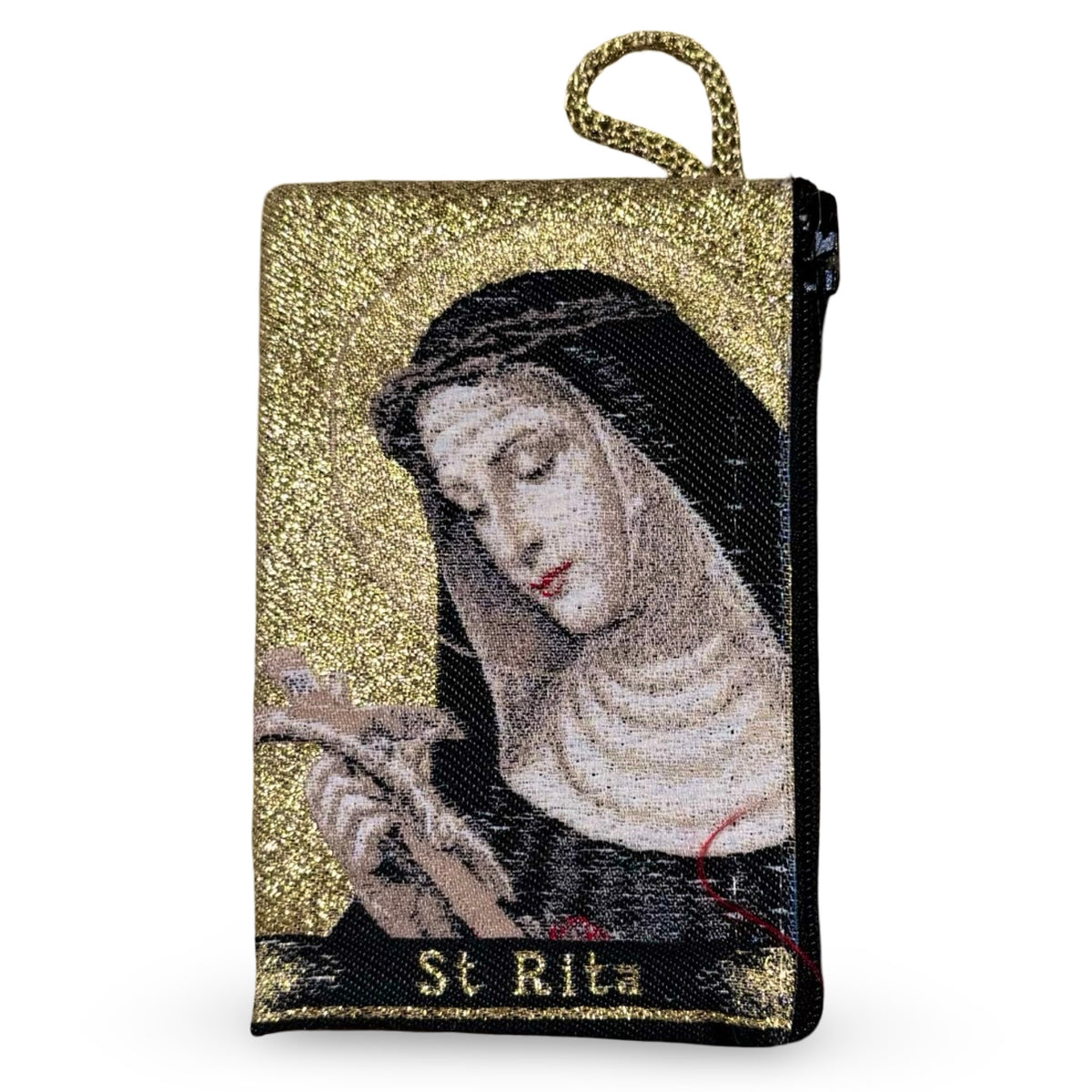 St. Rita and Queen of Peace Gold Zipper Pouch