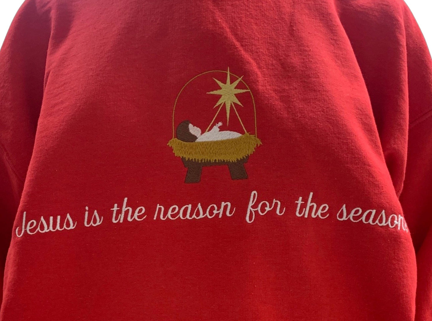 "Jesus is the Reason for the Season" Embroidered Crewneck Sweater by SCTJM