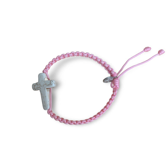 Large Stone Cross Pink Bracelet