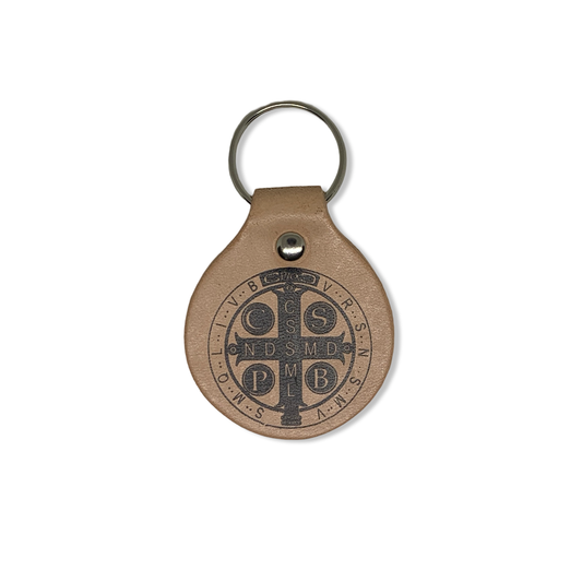 Leather St. Benedict Keychain