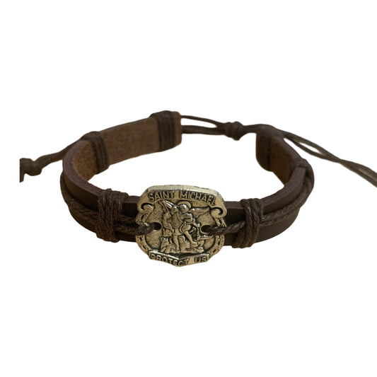 Leather St. Michael Bracelet