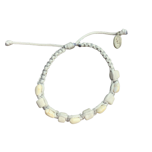 Braided Stone and Heart Decade Rosary Bracelet of Assorted Colors