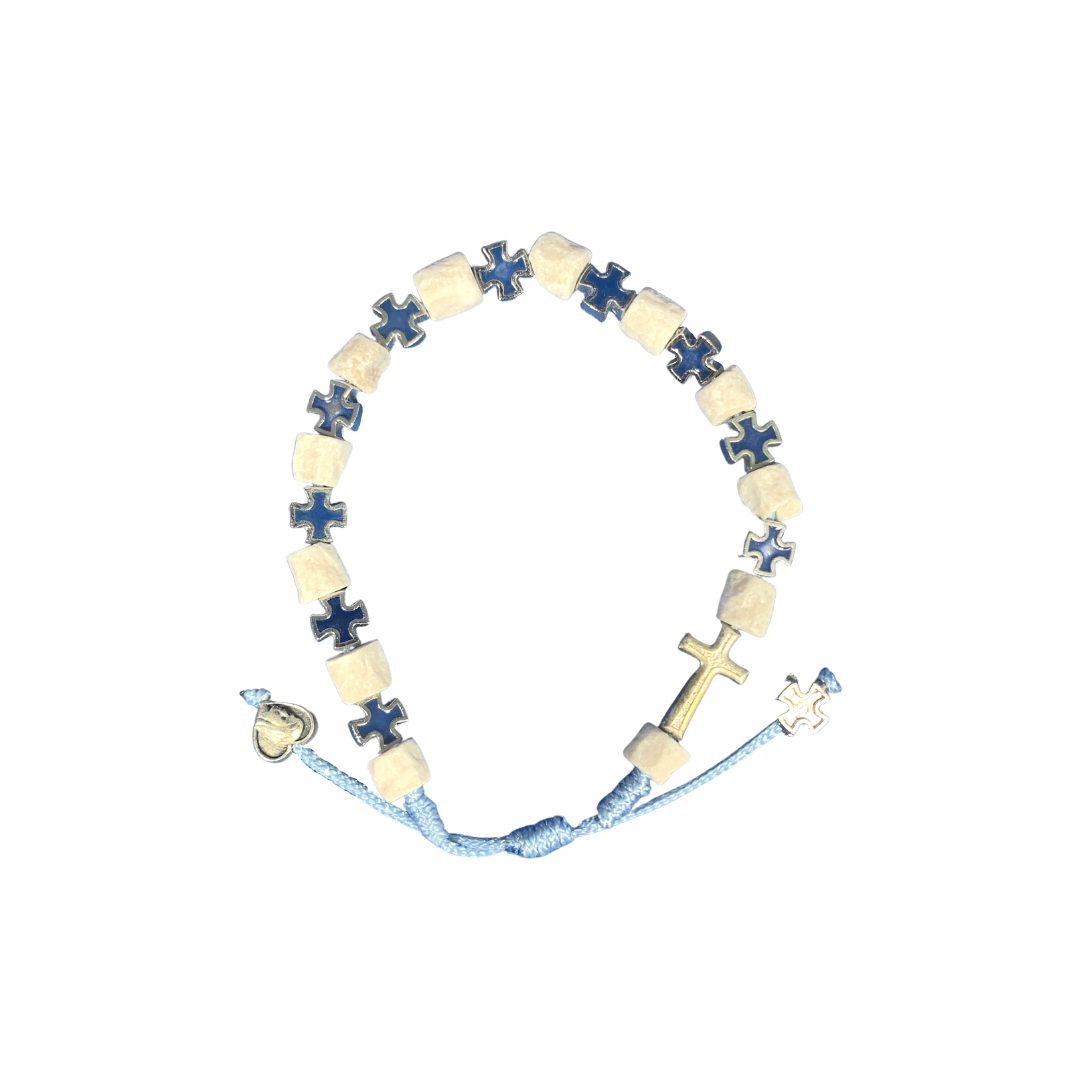 Marian Rosary Pouch with Stone Rosary Decade Bracelet