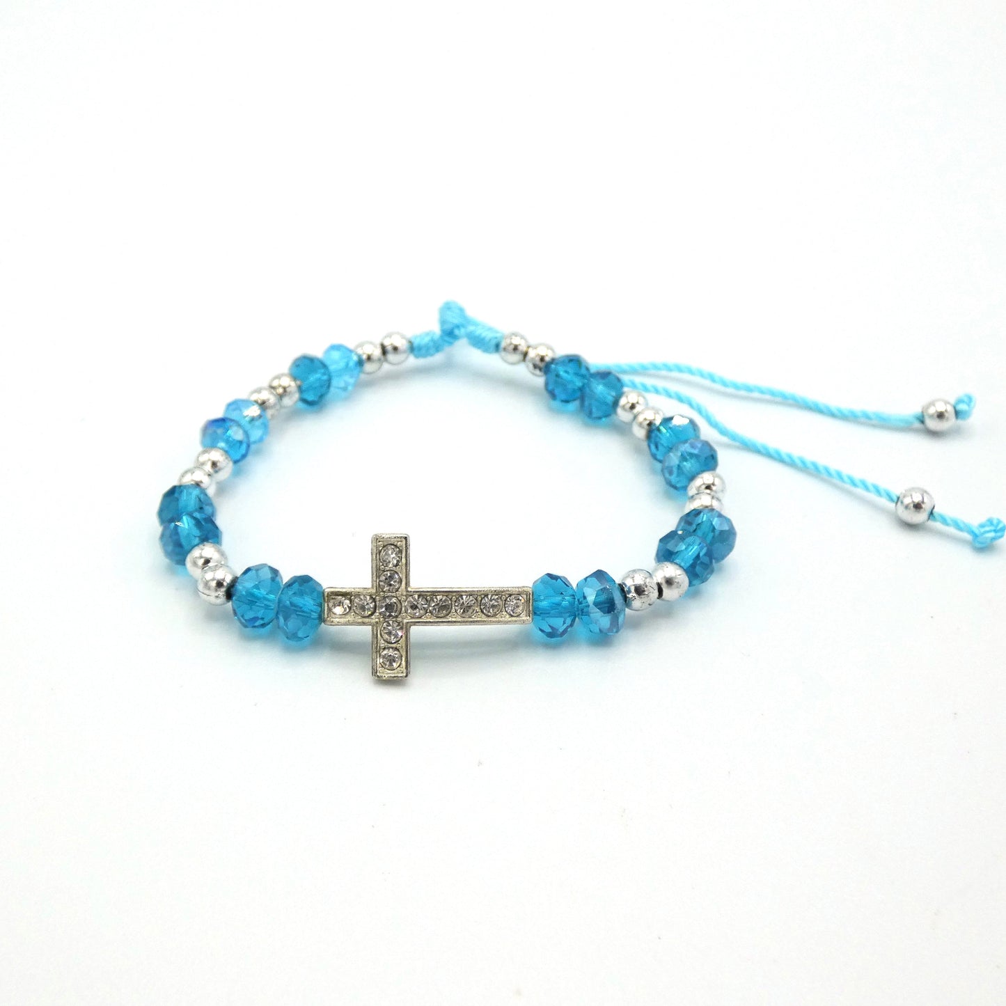 Rhinestone Bracelet with Imitation Pearl Cross of Assorted Colors