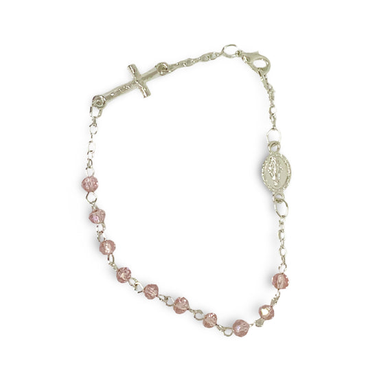 Crystal Rosary Decade Bracelet with Miraculous Medal and Crucifix