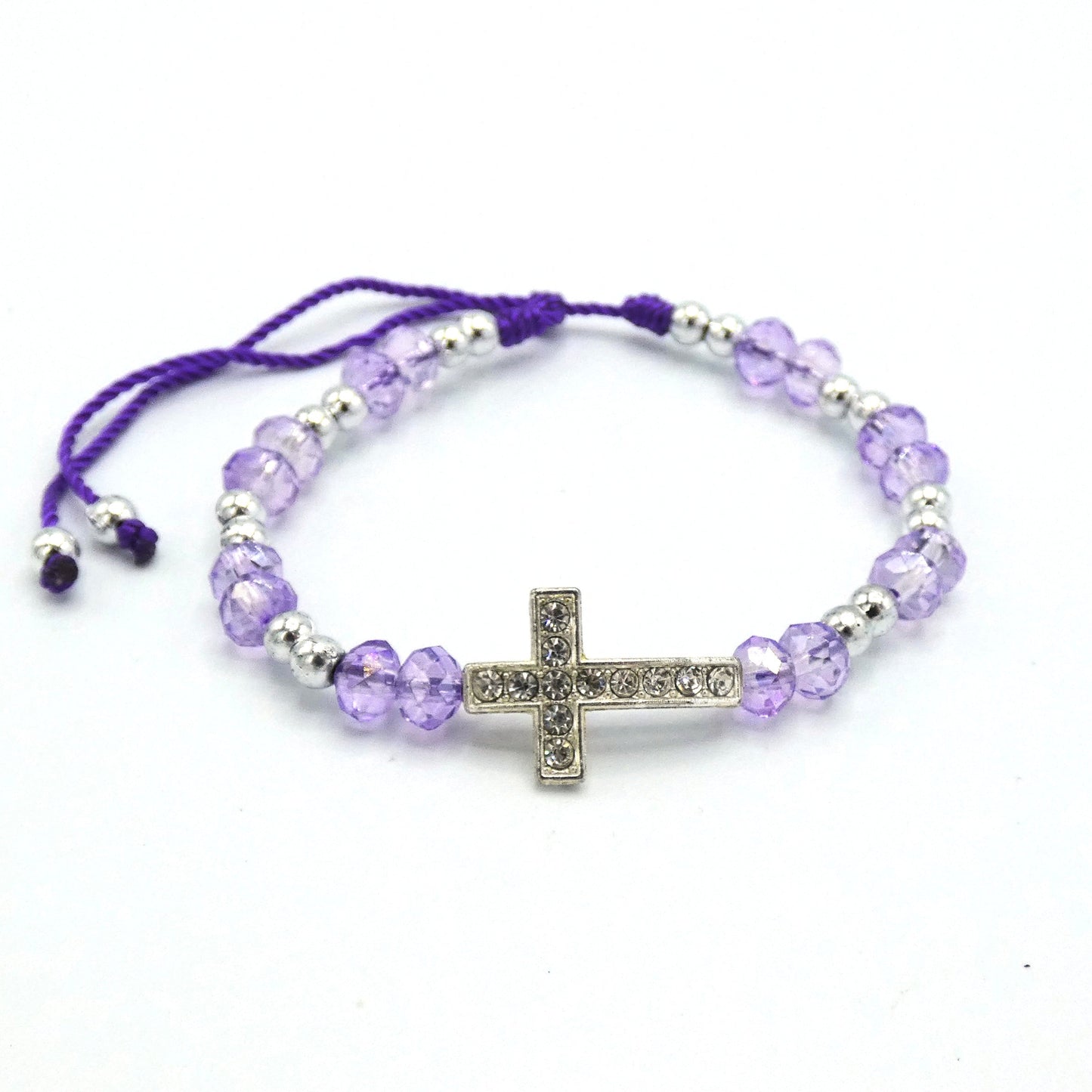 Rhinestone Bracelet with Imitation Pearl Cross of Assorted Colors