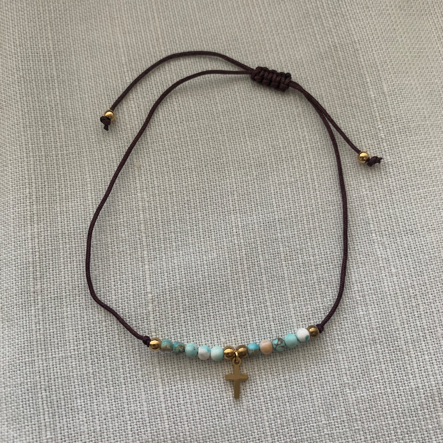 Marble Cross Decade Rosary Bracelet