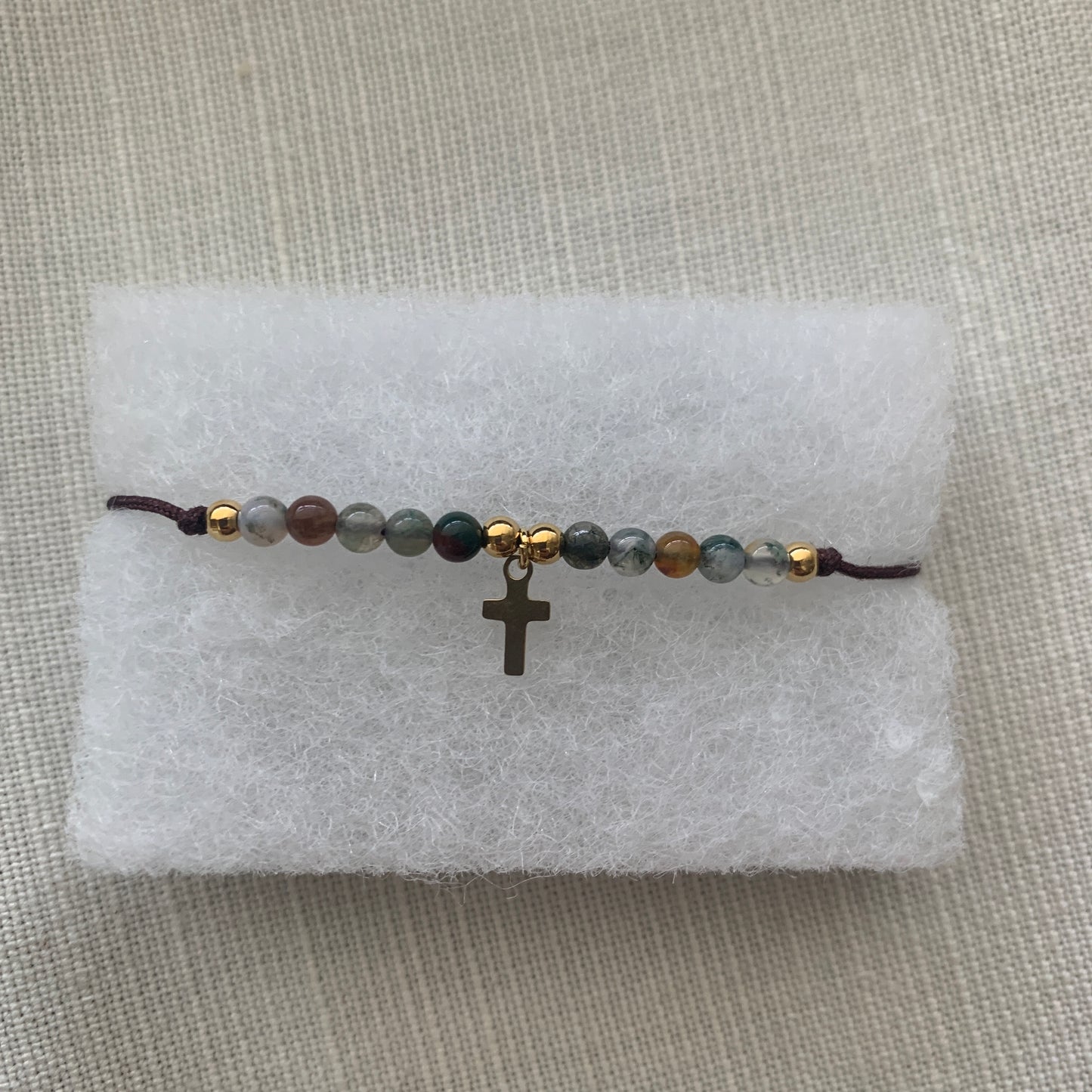 Marble Cross Decade Rosary Bracelet