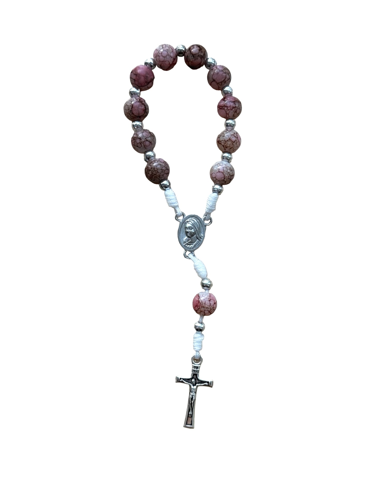 Marble Queen of Peace Cord Decade Rosary of Assorted Colors