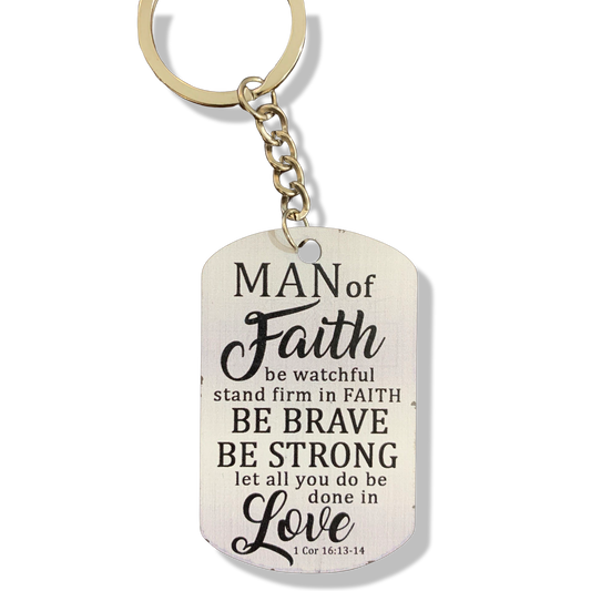 Double Sided "Man of Faith" Keychain