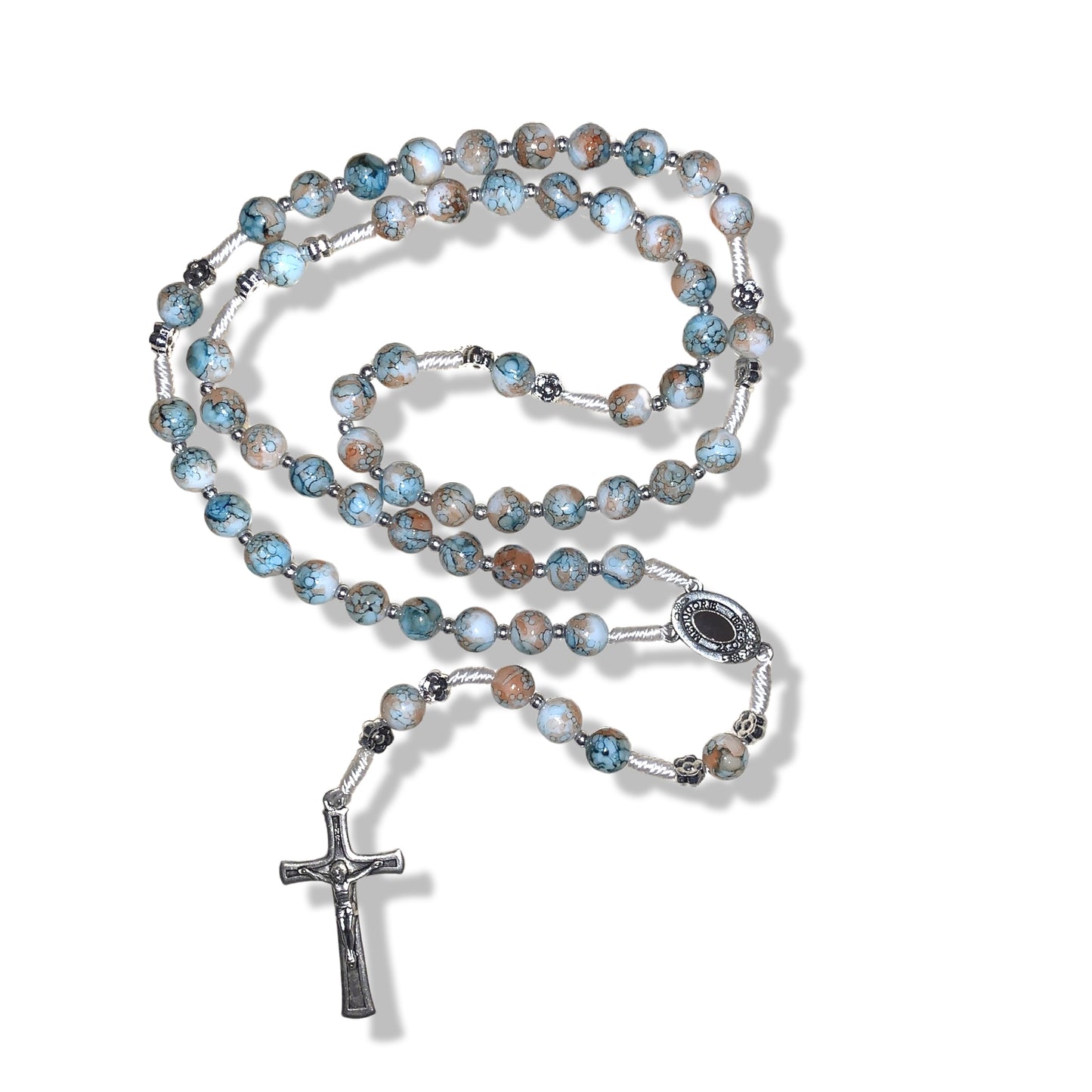 Marbled Queen of Peace Rosary with Soil of Assorted Colors